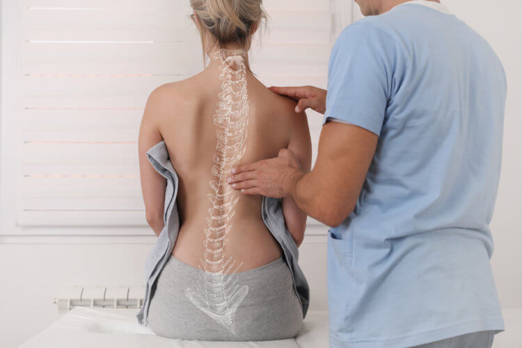 Scoliosis Spine Curve Anatomy, Posture Correction. Chiropractic treatment, Back pain relief.